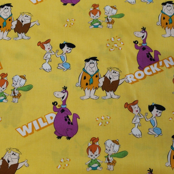 The Flintstones on Yellow Fabric