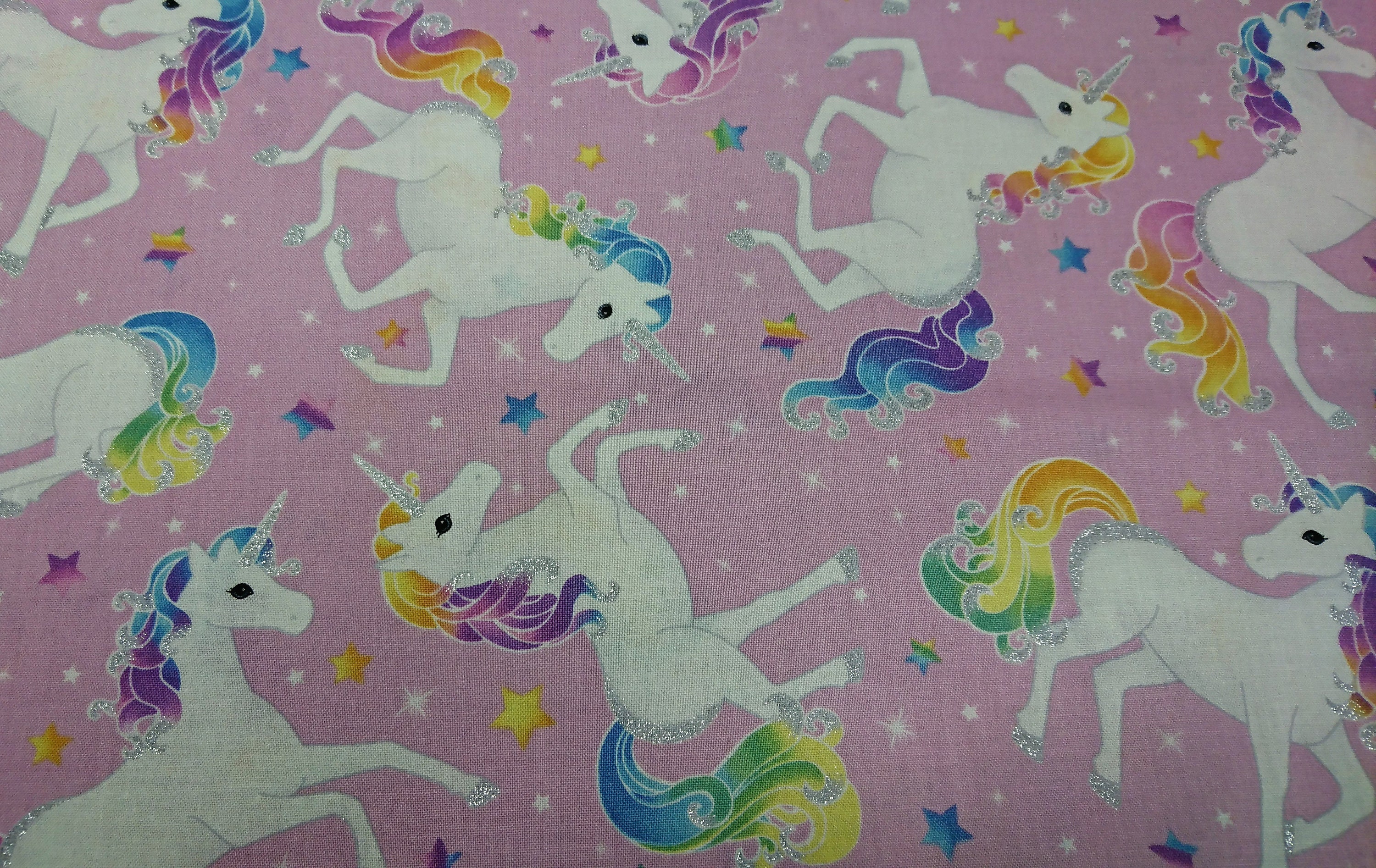 Unicorn Magic Fabric Sparkle Glitter Unicorns Etsy