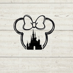 Magical Mouse Outline Svg, Castello, Arco per capelli, Testa, Icona, Download digitale, File di taglio, JPEG PNG SVG Dxf