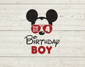 Birthday Boy Mouse Head 4th Birthday SVG PNG JPG (Digital Download)