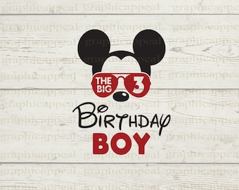 3rd Birthday Mouse SVG: Birthday Boy Sunglasses Clipart (Digital Download)