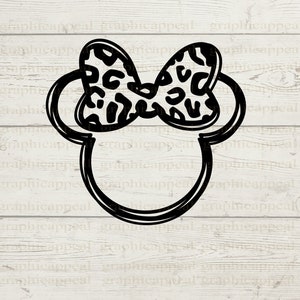Leopard, Print, Hairbow, Outline, Mouse, Sketch, Svg, Icon, Head, Clipart, Digital Download, Cut File,  Transfer, Jpeg Png Eps