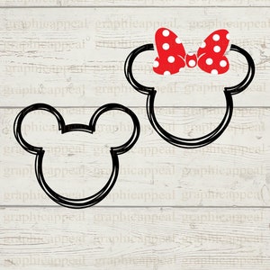Minnie Mickey-overzicht, SVG, haarboog, pictogram, hoofd, clipart, digitale download, gesneden bestand, sticker, opstrijkbaar, overdracht, jpeg, png, eps