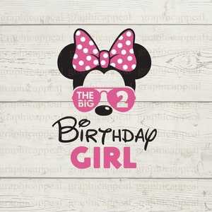 2nd Birthday, Svg, Birthday Girl, Birthday Mouse, polka dot hairbow, sunglasses, digital download, cut file, clip art, sublimation, file