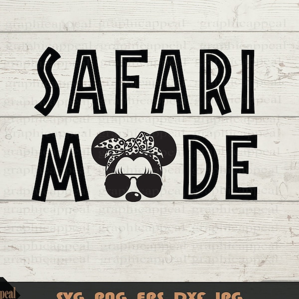 Safari Mode with Leopard Print Bandana Svg, Safari Mode Mouse Svg, Aviator Sunglasses, Cut file, clipart, printable, Vector Digital Download