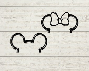 Minnie Mickey Half Ear Set: SVG, PNG, JPEG (Digital Download)