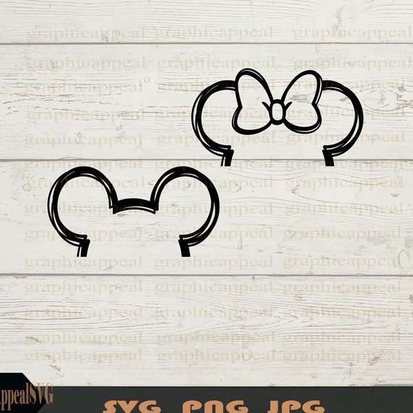 Half Mouse Outline Svg, Hairbow, Head, Icon, Digital Download, Cut File, JPEG PNG SVG Dxf