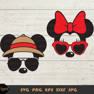 Matching Family Safari Svg - Óculos de sol aviador em formato de coração, Animal Kingdom, Bandana, Chapéu, Orelhas, Download instantâneo, arquivo cortado, Png, Jpg
