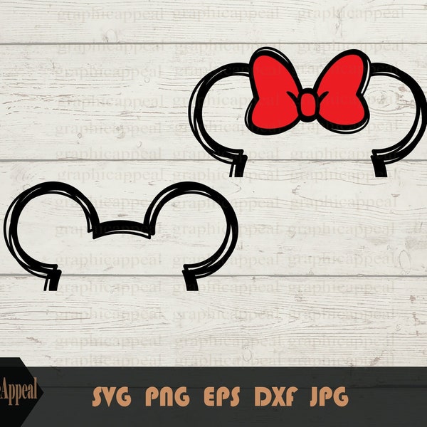 Magical Half Mouse Ear Set, Hairbow, Head, Aviator, Lunettes de soleil, Icône, Téléchargement numérique, Fichier de coupe, Décalque, Fer sur transfert, JPEG PNG SVG