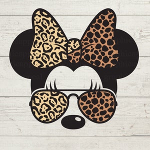 Safari souris Svg - imprimé léopard et guépard, noeud à cheveux, chapeau, bandana, oreilles, lunettes de soleil aviateur, téléchargement immédiat, fichier de coupe, Svg, Png, Jpg