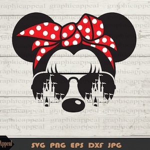 Mouse Castle Ears SVG: Polka Dot Bandana, Aviator Sunglasses (Digital Download)