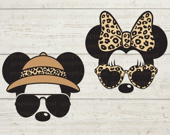 Leopard Print Safari Mouse SVG: Aviator Sunglasses, Heart Glasses (Digital Download)