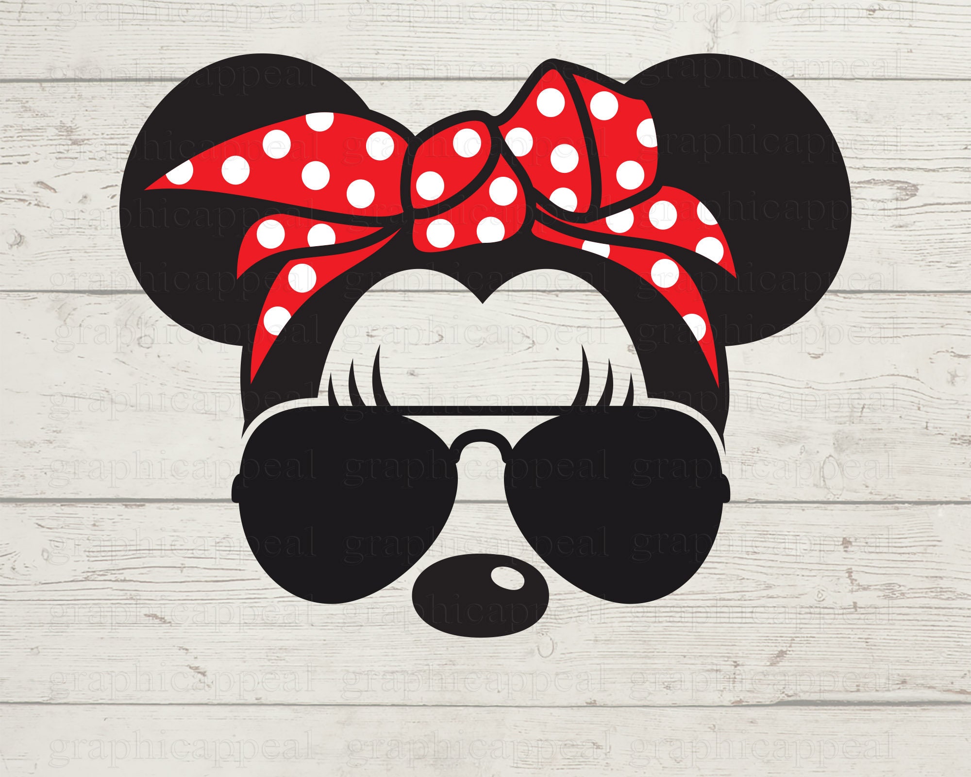 Minnie SVG Ears Polka Dot Bandana Aviators Sunglasses | Etsy