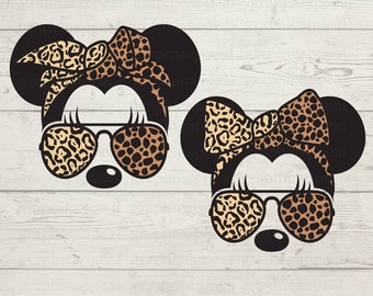 Mama Mouse & Mini Mouse svg, Bandana, Safari, Aviator, Sunglasses, svg cut file, png, eps, clipart, Vector Digital Download