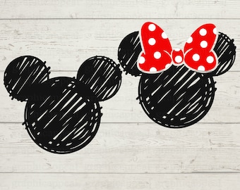 Paquete de dibujos de Minnie y Mickey Mouse: SVG, PNG, EPS (descarga digital)