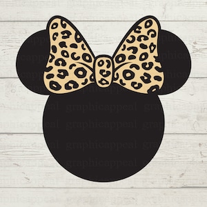 Minnie Clipart, Leopard Print, Head, Ears, Icon, Bow, Digital Download, Cut File, Printable, Iron On Transfer, Jpeg Png Eps Dxf