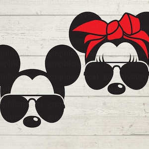 Maus Set, Bandana, Kopf, Pilotenbrille, Sonnenbrille, Symbol, Kopf, digitaler Download, Cut-Datei, Aufkleber, Aufbügeln Transferfolie, JPEG PNG SVG