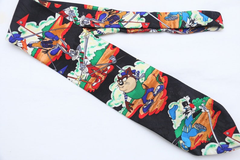 Rare 1993 Vintage LOONEY TUNES MANIA Patterned Colorful Tie