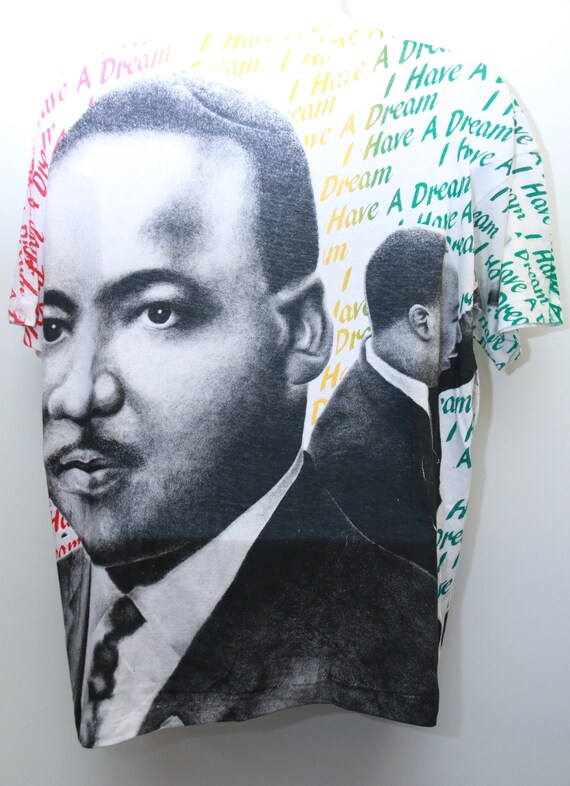 90 ' s très Rare Sz : Vintage « MARTIN LUTHER KING » All-Over-Print Tee Sz : Rare grande (exclusif) ca03f1 90 ' s très Rare Sz : Vintage « MARTIN LUTHER KING » All-Over-Print Tee Sz : Rare grande (exclusif) ca03f1