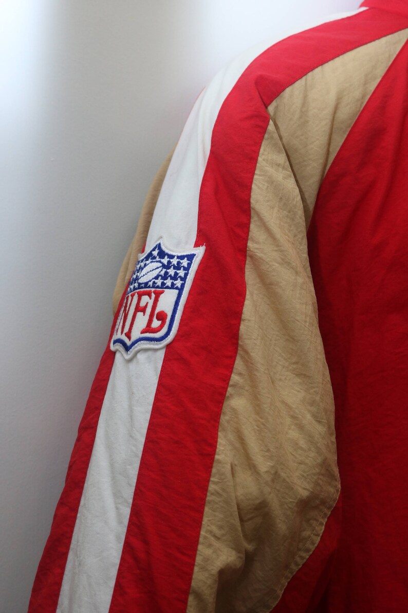 LARGE Rare 90/'s Vintage Pro Line Reebok SAN FRANCISCO 49ERS Puffer Windbreaker Winter Jacket Sz