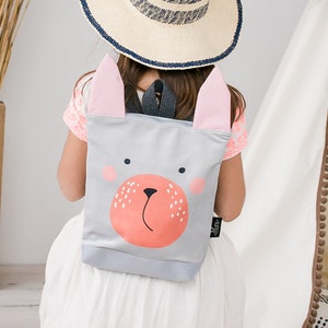 Bunny backpack, Kids backpack, Toddler backpack, Printed backpack image 2