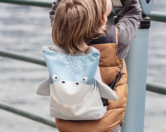 Toddler backpack, Kids backpack, Printed shark bag