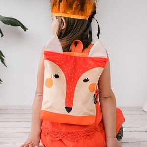Fox backpack, Toddler backpack, Children backpack, Printed Fox backpack image 1