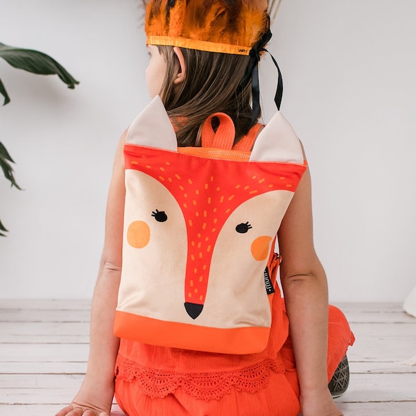 Fox backpack, Toddler backpack, Children backpack, Printed Fox backpack