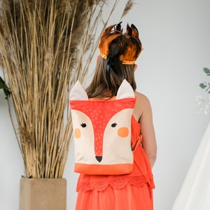 Fox backpack, Toddler backpack, Children backpack, Printed Fox backpack image 6