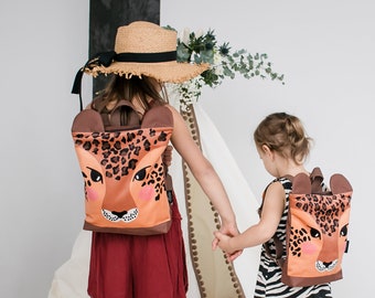 Leopard backpack, kids backpack, printed toddler backpack, cute animal backpack