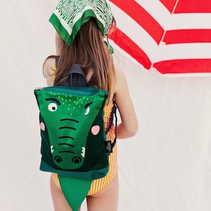 Crocodile backpack, Kids backpack, Toddler backpack, Printed backpack