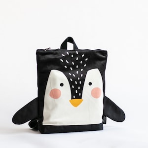 Sac à dos pingouin pour tout-petit avec étiquette nominative