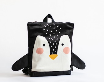 Sac à dos pingouin pour tout-petit avec étiquette nominative