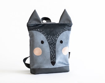 Wolf backpack, Kids backpack, Toddler backpack, Printed backpack