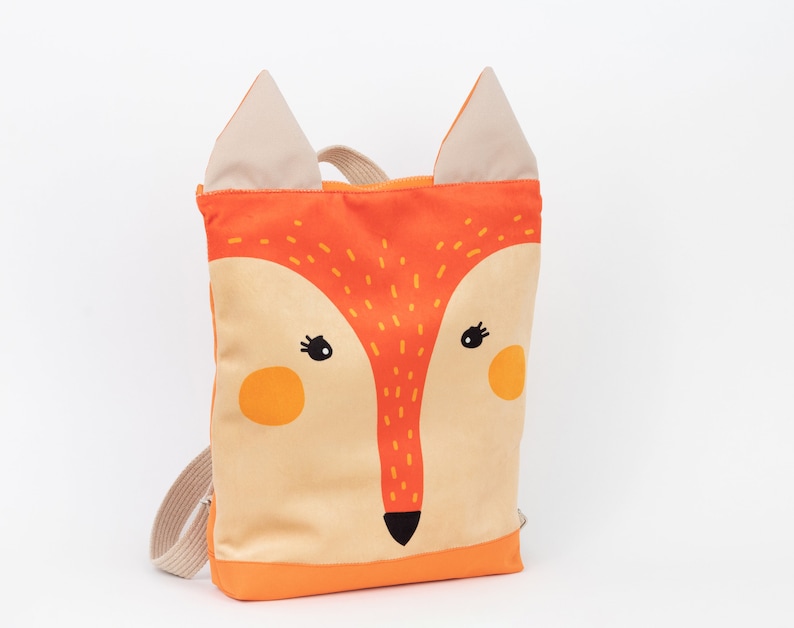 Fox backpack, Toddler backpack, Children backpack, Printed Fox backpack image 2