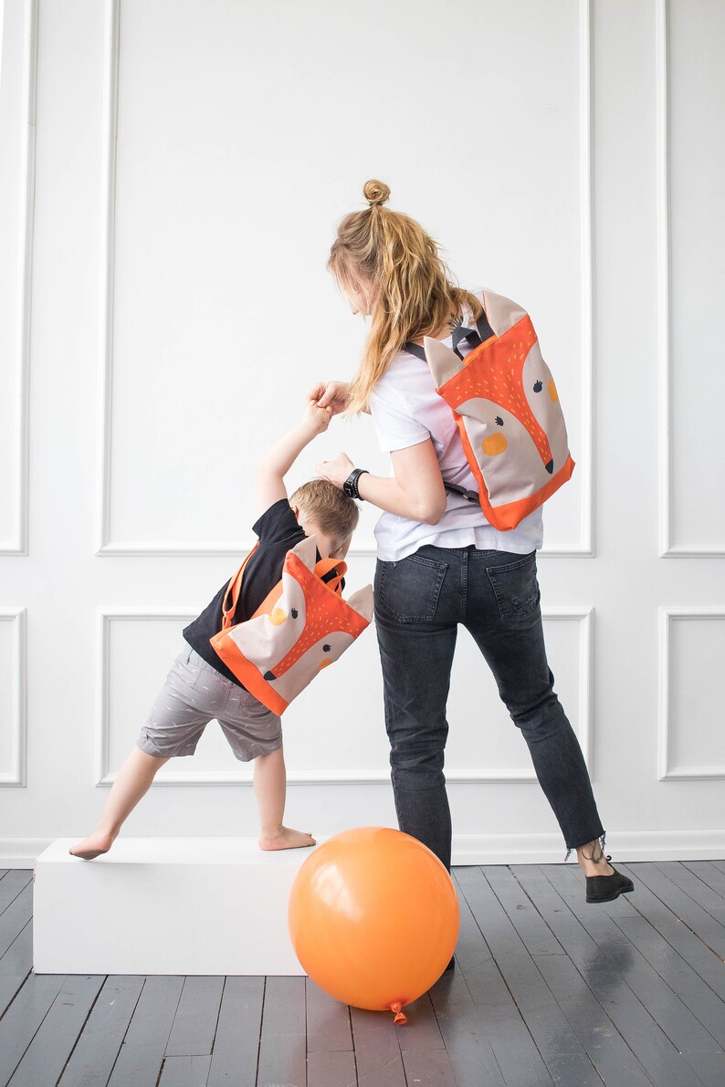 Fox backpack, Toddler backpack, Children backpack, Printed Fox backpack image 9