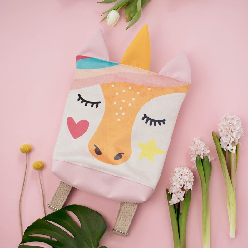 Unicorn backpack for kids, Girls bag, Children backpack, Colorful backpack image 2