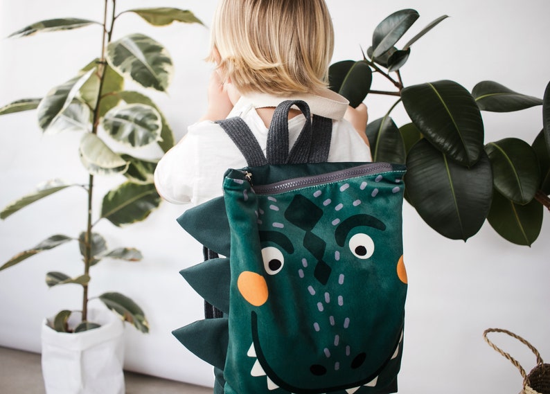 Dinosaur large backpack for kids, Toddler backpack, Children backpack, Printed backpack image 10