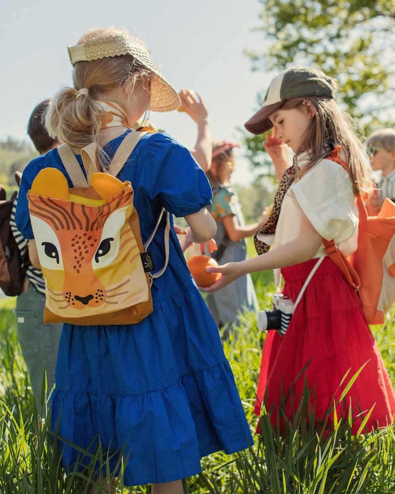 Printed Lion backpack for children with name tag image 8