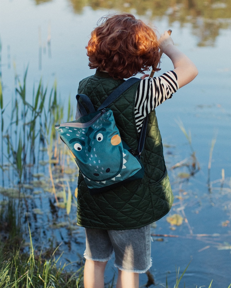 Dinosaur large backpack for kids, Toddler backpack, Children backpack, Printed backpack image 4