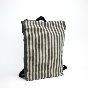 Linen backpack, Striped Backpack, Linen laptop case, 13 laptop backpack image 7