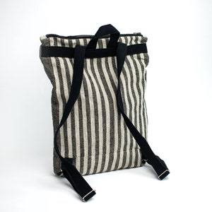 Linen backpack, Striped Backpack, Linen laptop case, 13 laptop backpack image 9