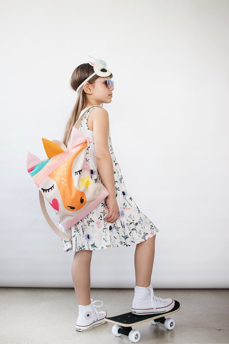 Unicorn backpack for kids, Girls bag, Children backpack, Colorful backpack image 4