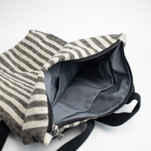 Linen backpack, Striped Backpack, Linen laptop case, 13 laptop backpack image 10