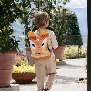 Printed Lion backpack for children with name tag image 3