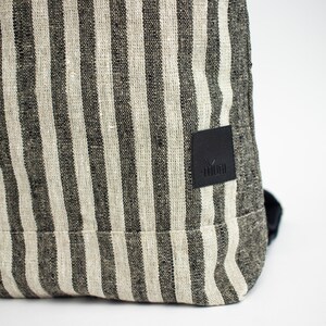 Linen backpack, Striped Backpack, Linen laptop case, 13 laptop backpack image 8