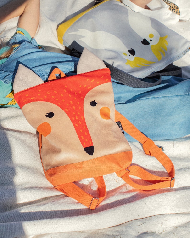 Fox backpack, Toddler backpack, Children backpack, Printed Fox backpack image 4