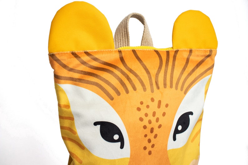 Printed Lion backpack for children with name tag image 5