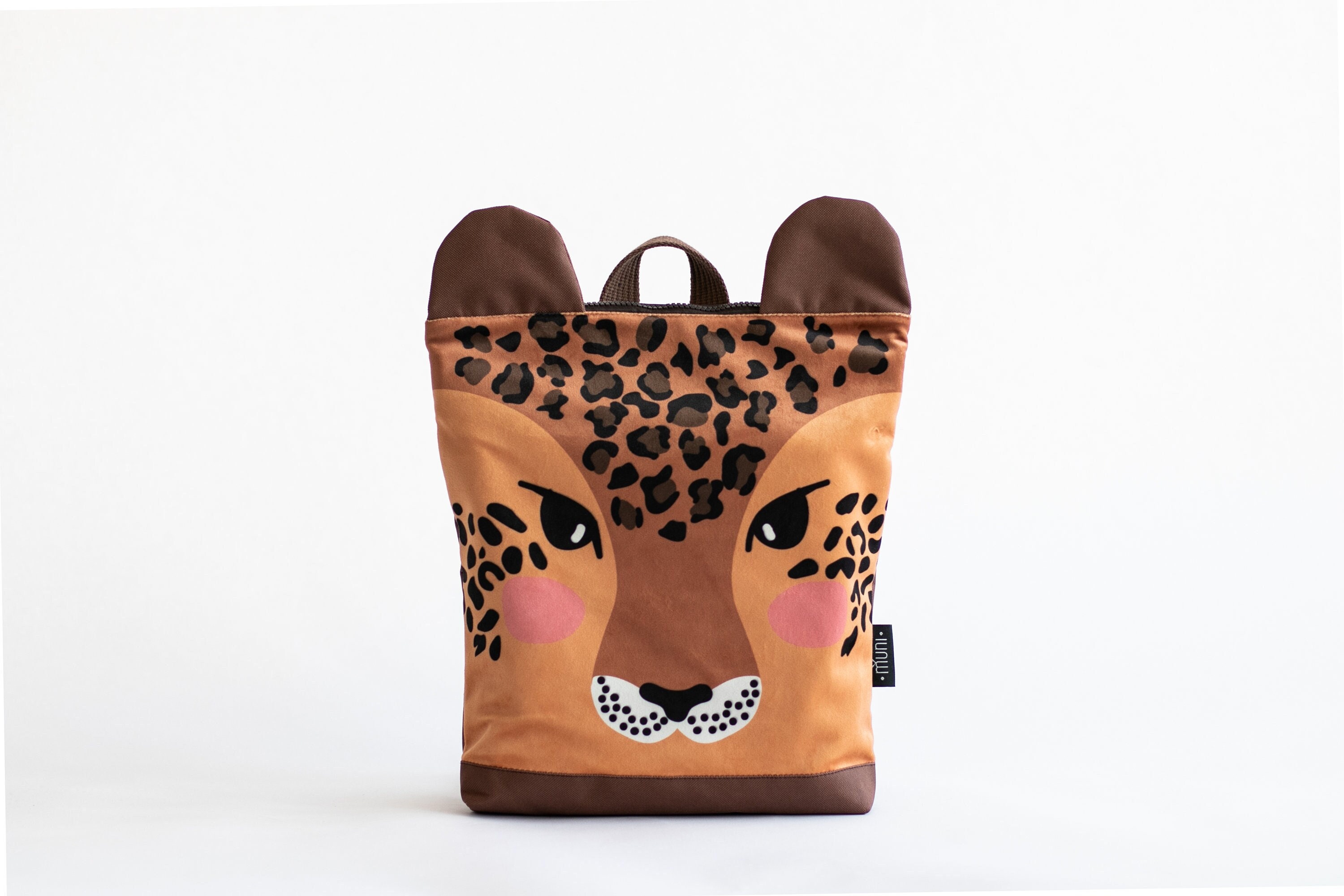 Leopard backpack for children, unique design, printed animal rucksack
