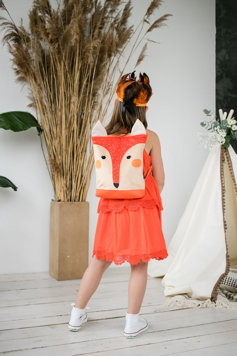 Fox backpack, Toddler backpack, Children backpack, Printed Fox backpack image 6